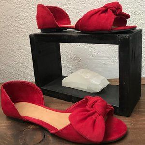 Bamboo Red Bow Slip Ons